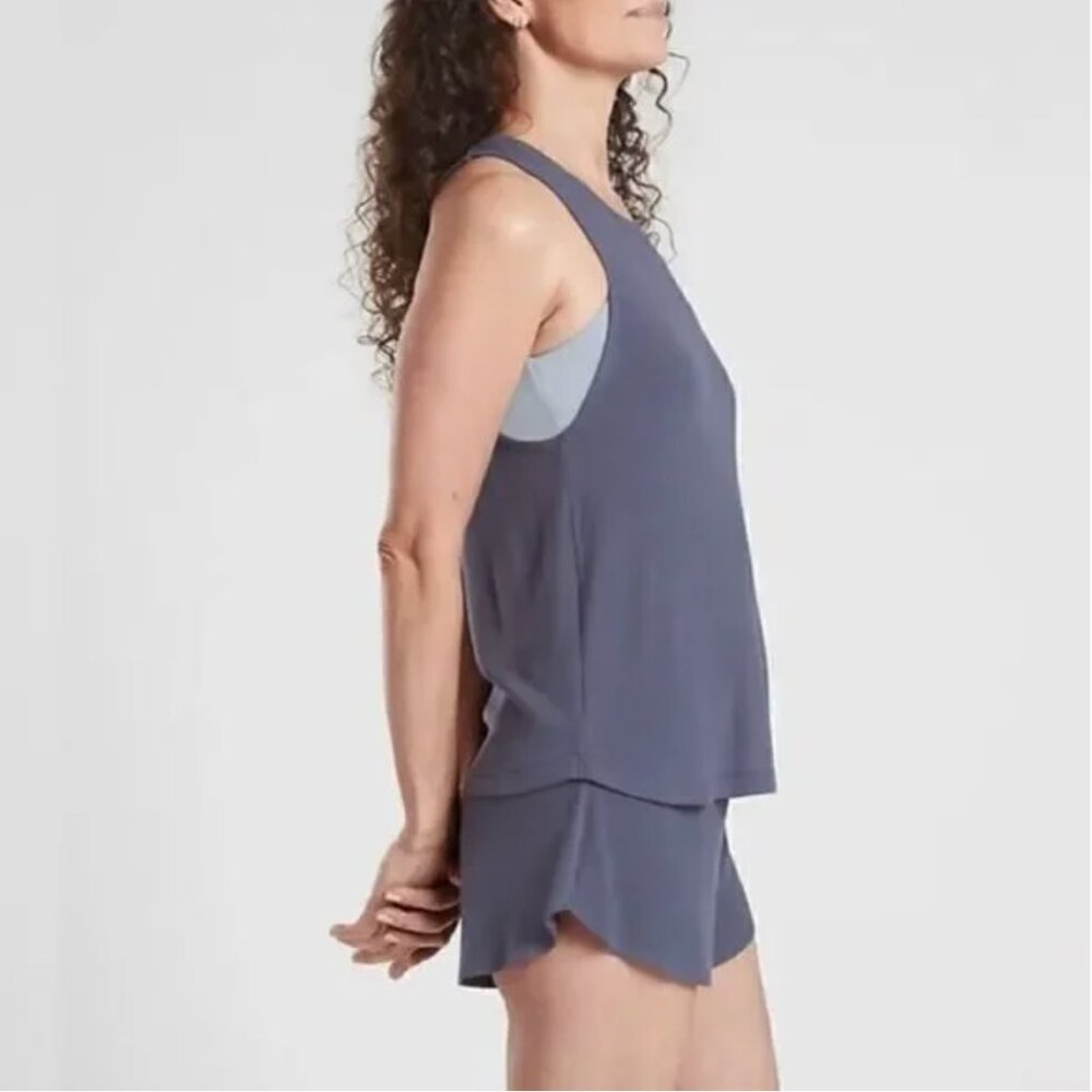 ATHLETA Well Rested Rib Sleep Blue Tank Top Size Small Stretch Modal Soft NEW - Picture 2 of 5